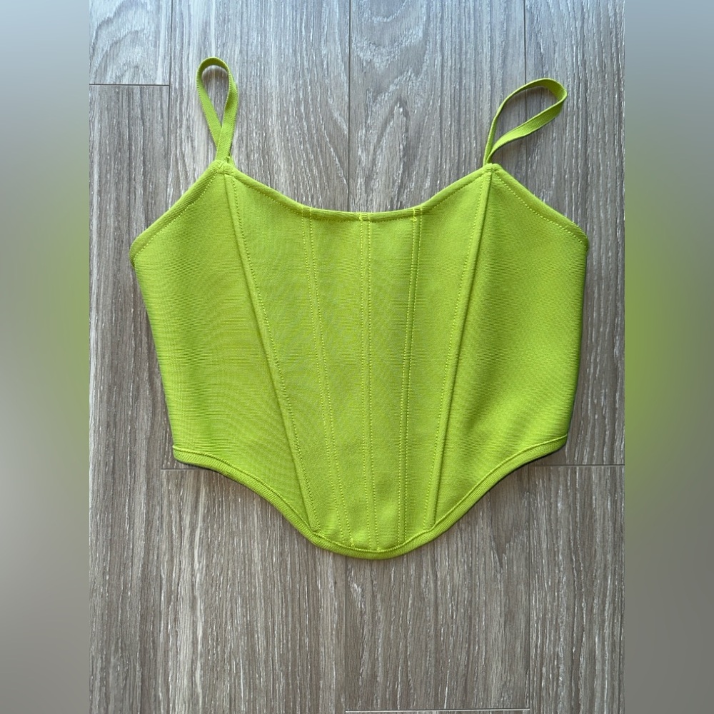 Fashion Nova Neon Lime Corset Cami Top